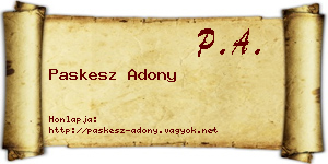 Paskesz Adony névjegykártya